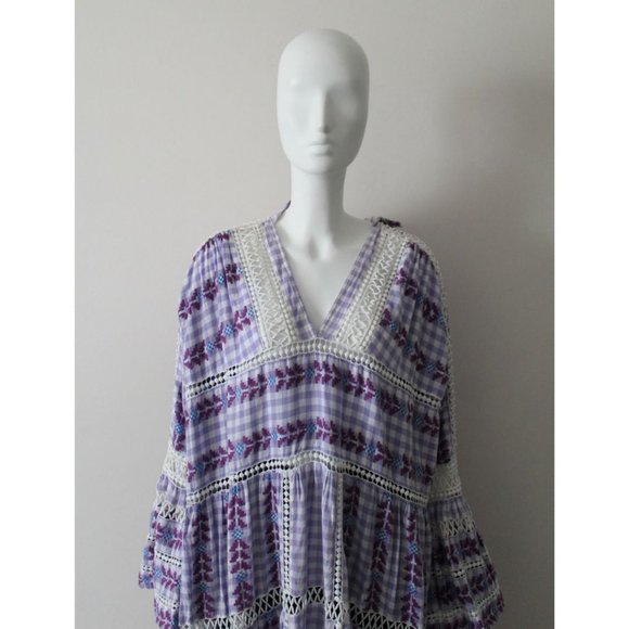 Dodo Bar Or Gingham Check Cotton Jacquard Maxi Dress Size Small - Picture 4 of 13